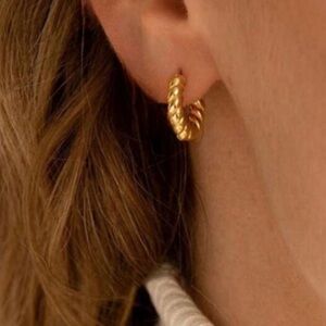 Madewell Gold Braided Hoop Earrings